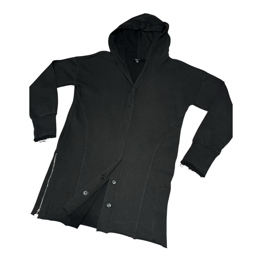 FATE Black Hooded Cloak Unisex Size M | Gothic Grunge Cape Raw Hem Distressed - Picture 4 of 11
